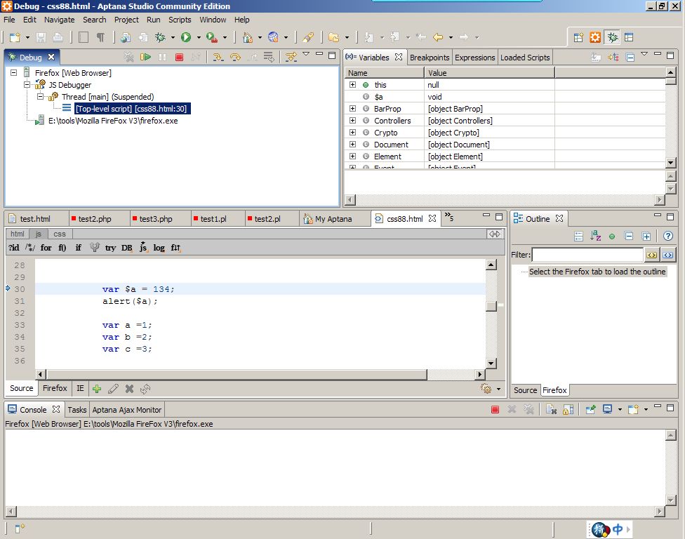 Aptana调试javascript图解教程