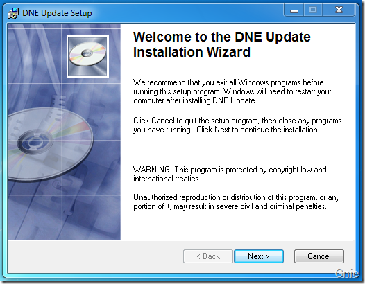 然后安装DNE Update（dneupdate.msi），安装后需要重启。