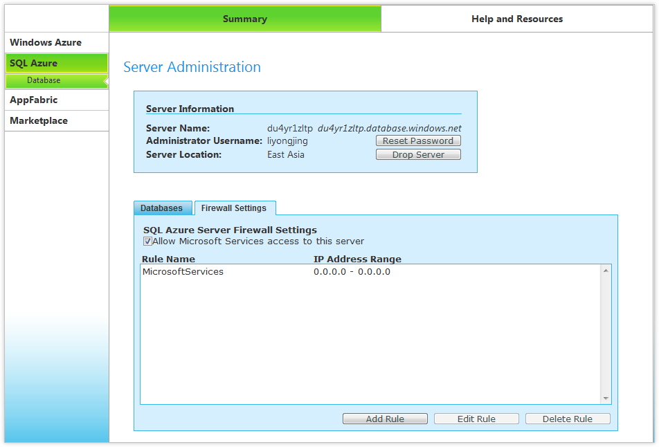 SQL Azure