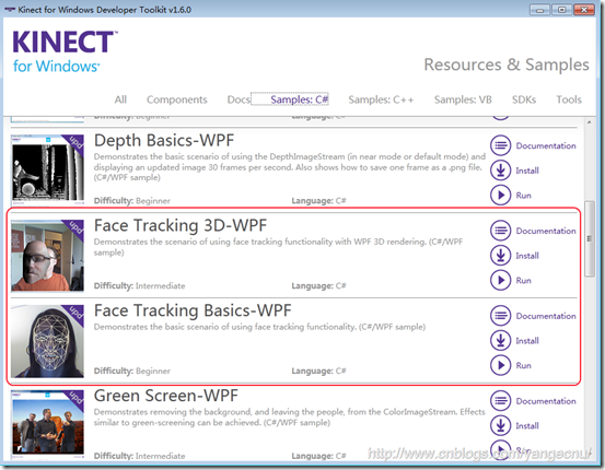 Developer Toolkit face tracking examplew