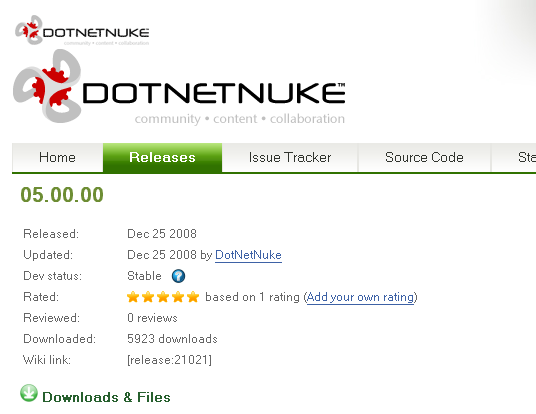 DotNetNuke 5.0 放到CodePlex上提供下载了