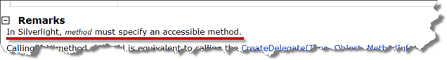 In Silverlight, method must specify an accessible method. 