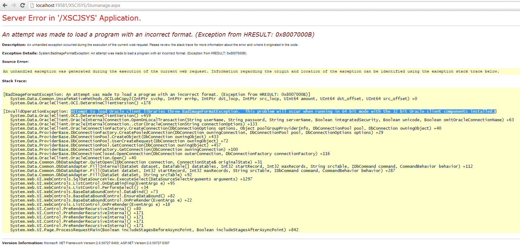 BadImageFormatException