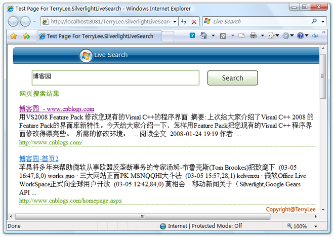 一步一步学Silverlight 2系列（25）：综合实例之Live Search