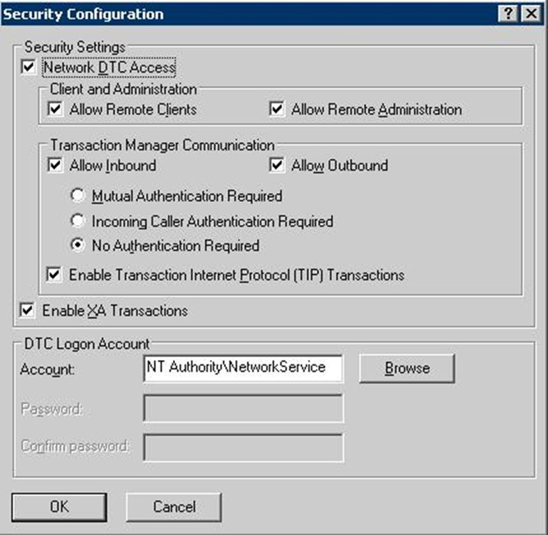 Secure configuration. Security configuration. Служба distributed transaction Coordinator. MSDTC настройка. Security.Configurator.