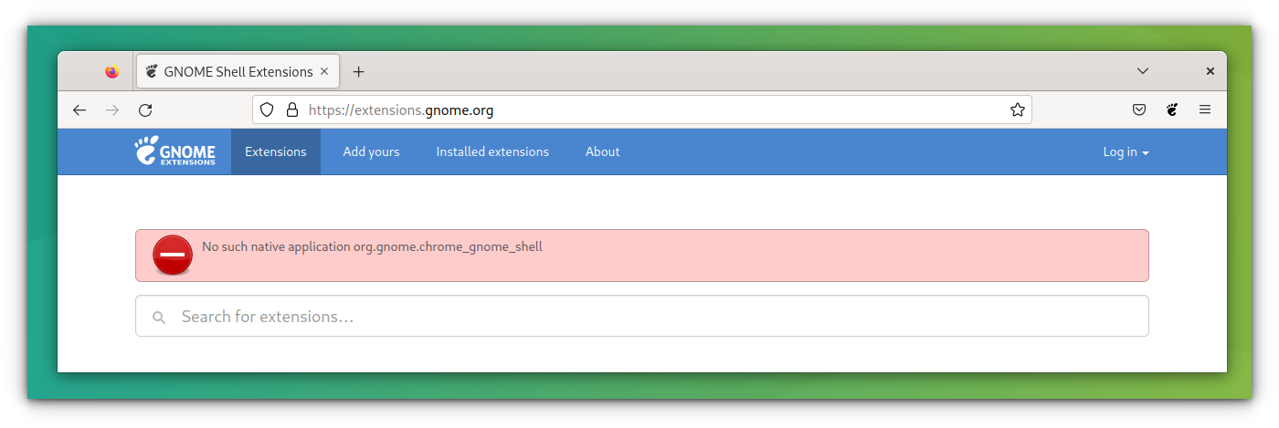 No such native application org.gnome.chrome_gnome_shell