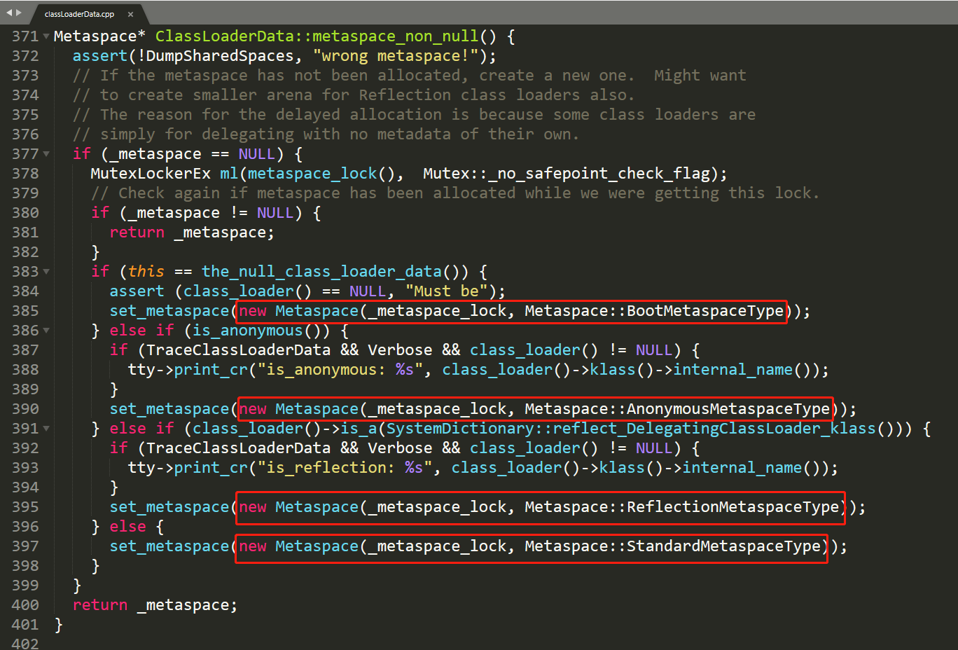上面每个metaspace都有一个spacemanager这句话不解释