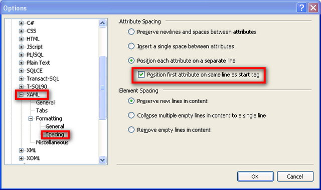 Visual Studio 2008/2010中Xaml开发格式设置技巧