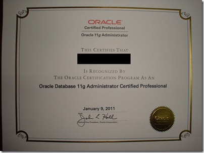 11g OCP 证书