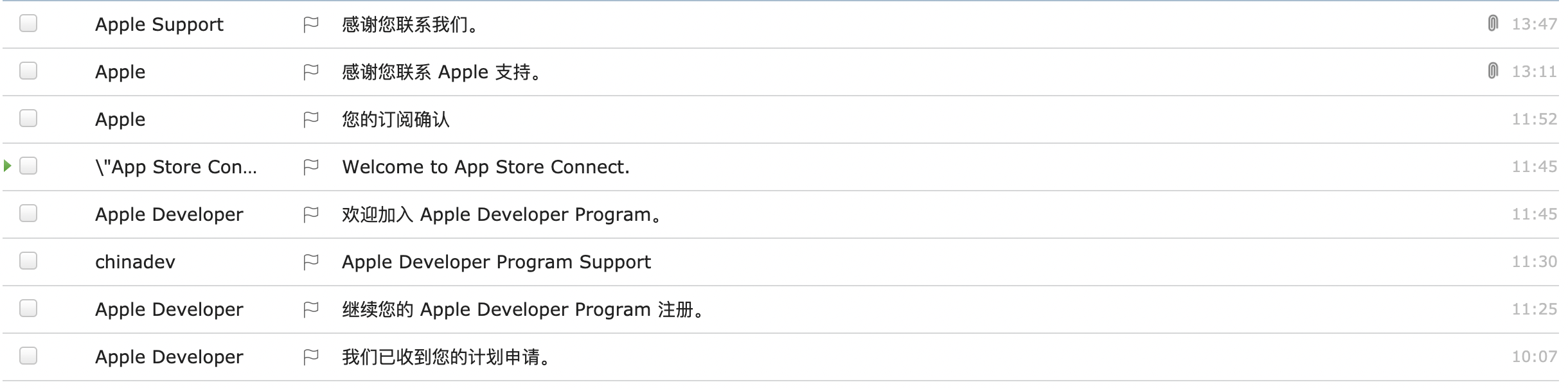 订阅当天收到的邮件