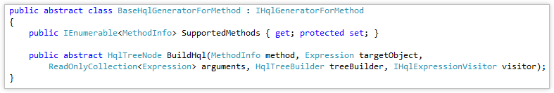 Linq-BaseHqlGeneratorForMethod