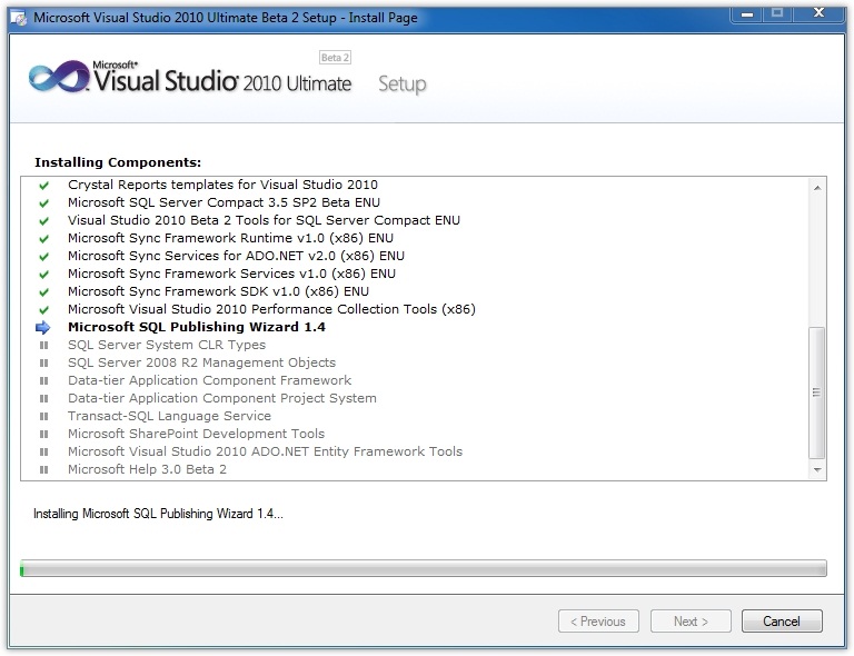 Visual Studio 2010 Ultimate Beta 2安装进度2