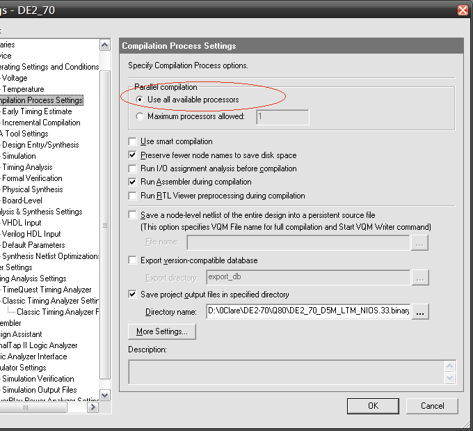 set the global assignment num_parallel_processors in your qsf