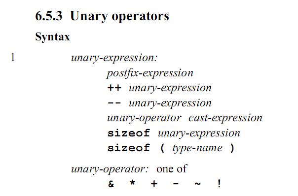 unary operators