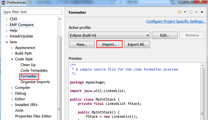 Eclipse Code Formatter
