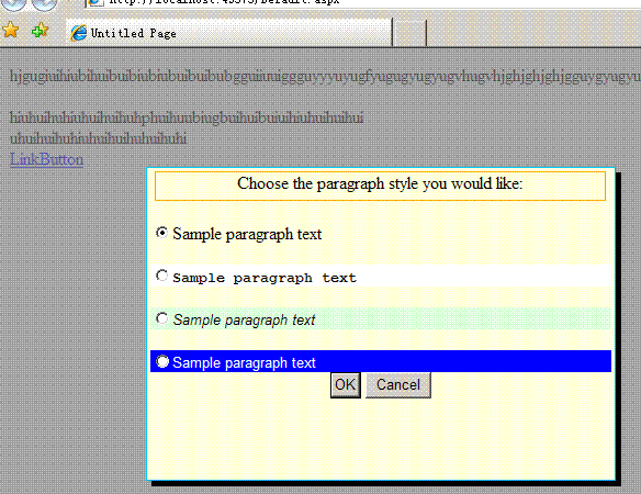 AJAX ControlToolkit学习日志-ModalPopupExtender(16)