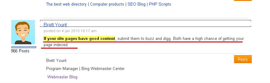 Bing说将网页提交到Digg和Buzz可以被更快收录