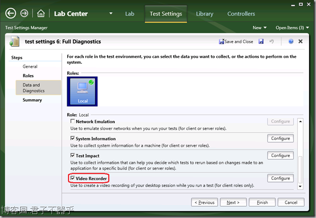 在"Test Settings"中设置是否录制操作视频