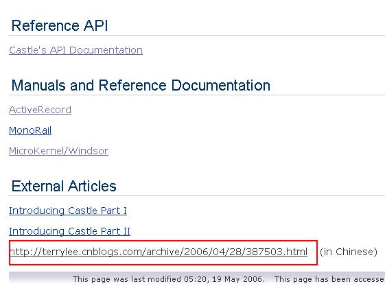 Castle开发系列文章上了Castle的官方网站
