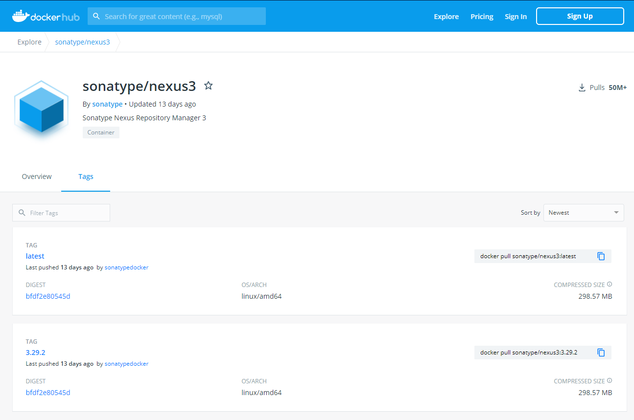 sonatype/nexus3的docker最新镜像版本