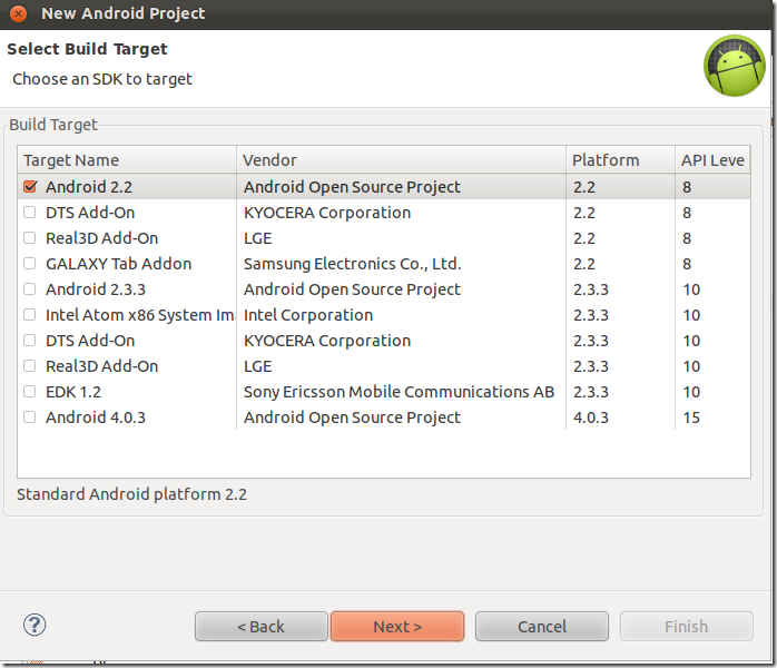 android-new-project-target