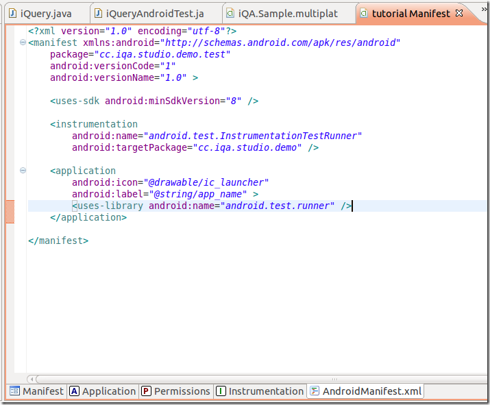 android-test-manifest-file