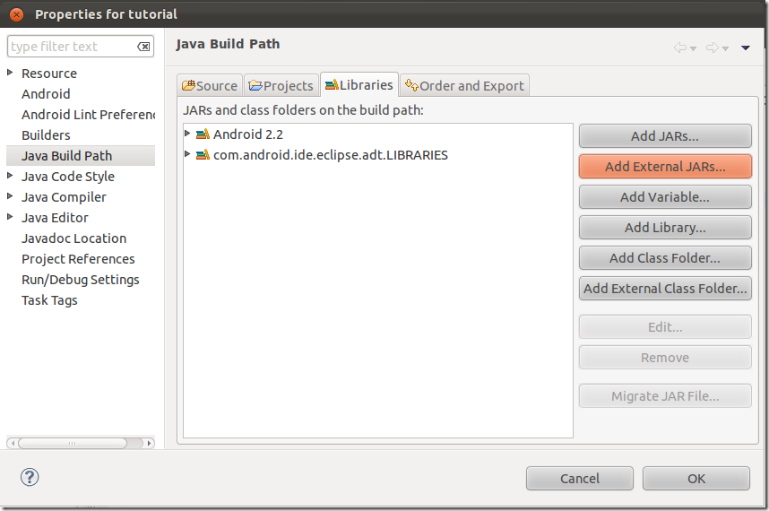 android-config-build-path-add-external-jars