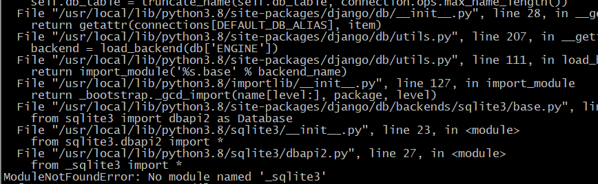 django sqlite3 error