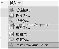 安装后，选择插入--Paste from Visual Studio...